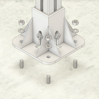 33-4545-1 MODULAR SOLUTIONS FOOT<br>45MM X 45MM (4) SIDED FOOT W/11MM FLOOR ANCHOR HOLES